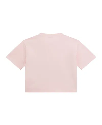 Guess Big Girl Short Sleeve With Rhinestone Logo T-shirt In Pink