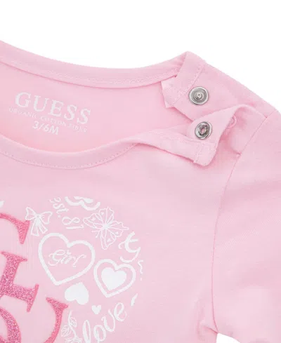 Guess Baby Girls 2-piece Long Sleeve T-shirt And Printed Legging Set In Pink