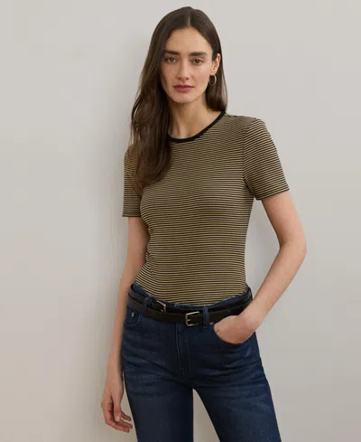 Ralph Lauren Women's Striped Stretch Cotton Crewneck Tee In Green