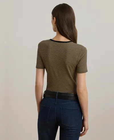 Ralph Lauren Women's Striped Stretch Cotton Crewneck Tee In Green