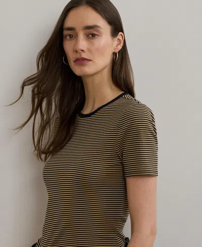 Ralph Lauren Women's Striped Stretch Cotton Crewneck Tee In Green