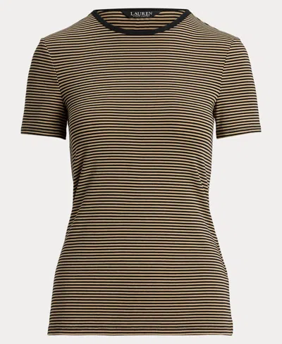 Ralph Lauren Women's Striped Stretch Cotton Crewneck Tee In Green