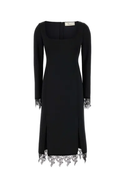 Blumarine Stretch Jersey Dress Square Neckline In Black