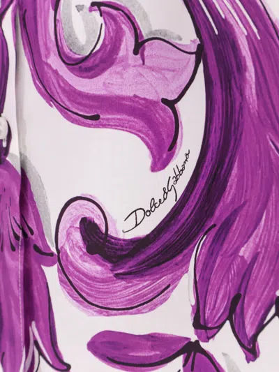 Dolce & Gabbana Cotton Shirt With Maiolica Print In Purple