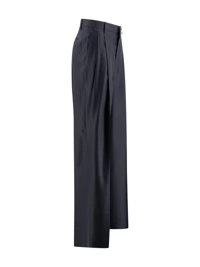 Tagliatore Trousers Wide Leg Front Pleats In Blue