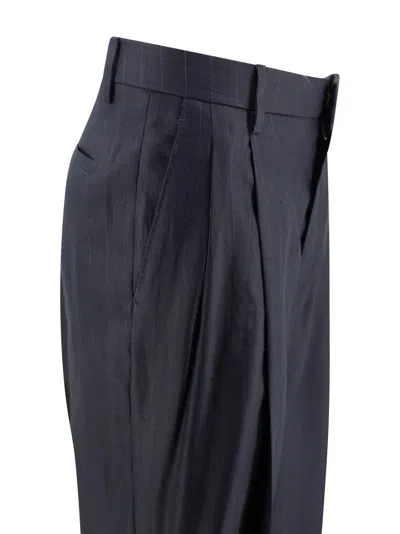 Tagliatore Trousers Wide Leg Front Pleats In Blue