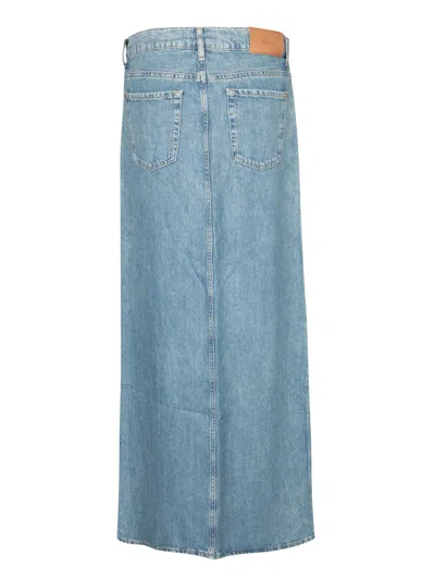 7 For All Mankind Celeste Denim Long Skirt In Blue