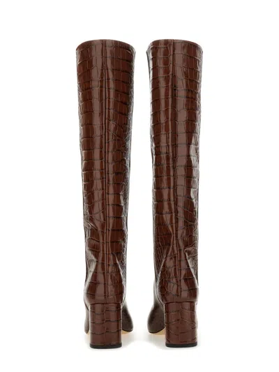 Paris Texas Anja Croco Block-heel Knee Boots In Brown