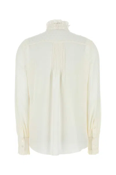 Valentino Silk Shirt With Bow Tie Neck In White