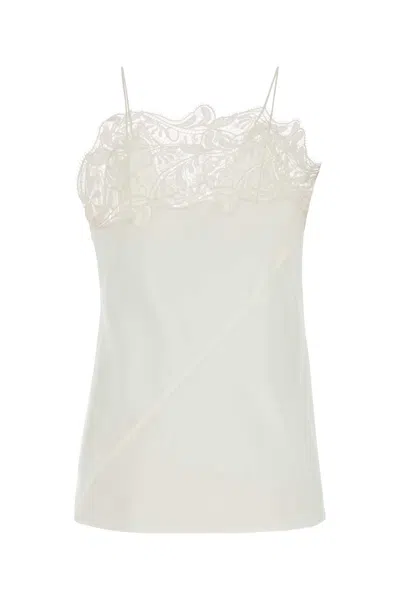 Ferragamo Top In Crepe Bianco Donna In White