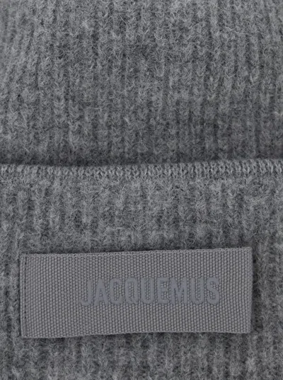Jacquemus Grey 'le Bonnet Gros Grain' With Logo Patch On The Brim In Gray