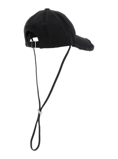 Jacquemus 'le Casquette Artichaut' Black Baseball Cap With Drawstring In Black