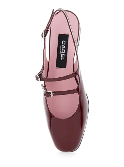 Carel Peche Bordeaux Mary Jane Pumps In Patent Leather Woman In Red
