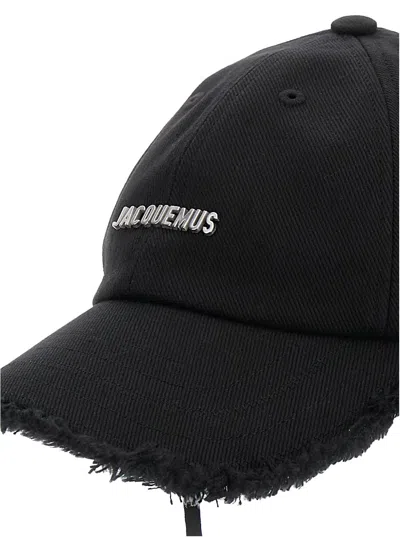 Jacquemus 'le Casquette Artichaut' Black Baseball Cap With Drawstring In Black