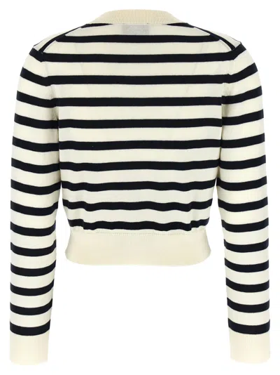 Apc Striped Pattern Knitwear Cardigan With Ribbed Cuffs In White
