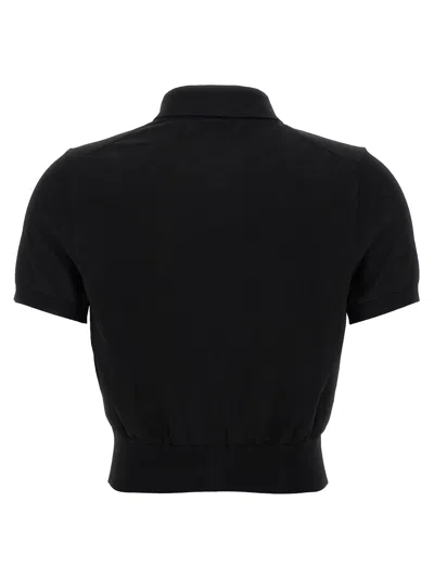 Alexander Wang T T By Alexander Wang Logo Patch Polo Shirt In Black