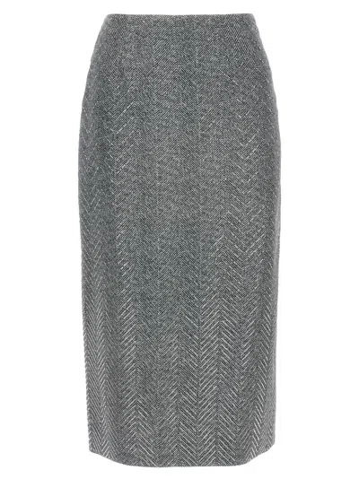 Ermanno Scervino Rhinestone-embellishment Pencil Skirt In Gray