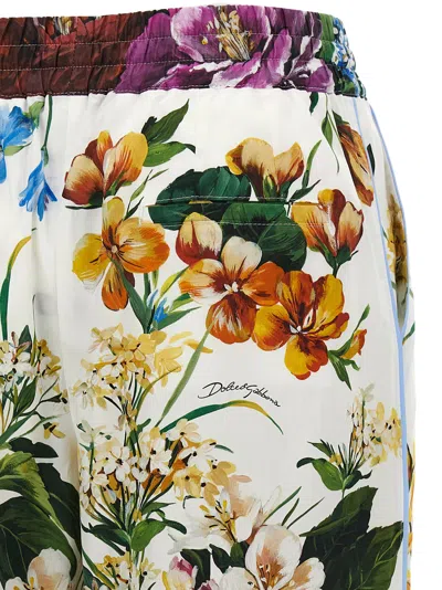 Dolce & Gabbana Multicolor Bouquet Pajama Pants In White