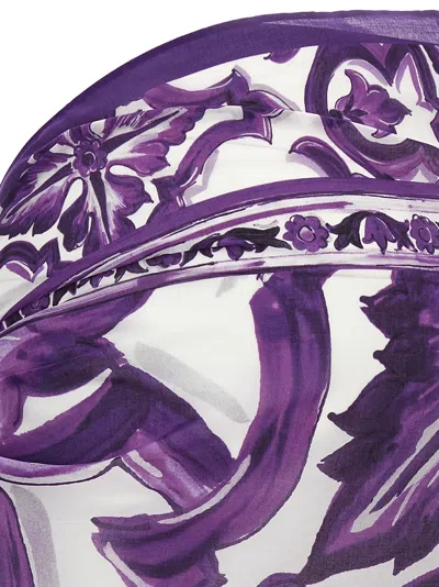 Dolce & Gabbana Sheer Floral Wrap Beach Sarong In Purple