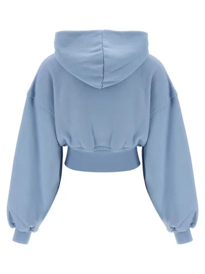 Alexander Wang T Cropped Hoodie Sweatshirt Light Blue In Blue