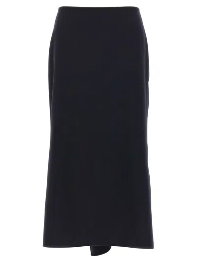 Victoria Beckham Navy Blue Kick Detail Skirt In Blue