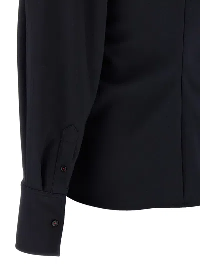 Victoria Beckham Womens Navy Twisted-neckline Textured Stretch-woven Blouse In Blue