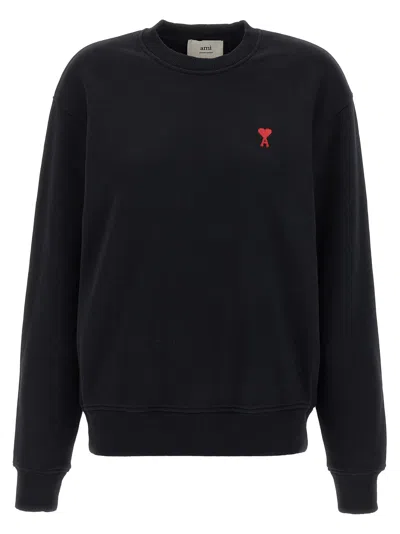 Ami Alexandre Mattiussi Ami Paris Ami De Coeur Crewneck Sweatshirt In Black