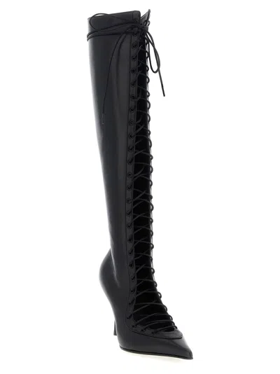 Le Silla Colette Knee Length Pointed Toe Stiletto Boots In Black