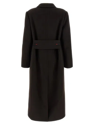 Victoria Beckham Brown Double-breasted Coat In Wool And Cashmere In Brown
