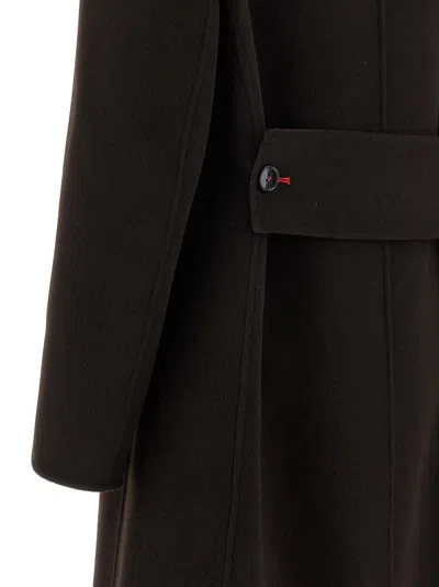 Victoria Beckham Brown Double-breasted Coat In Wool And Cashmere In Brown