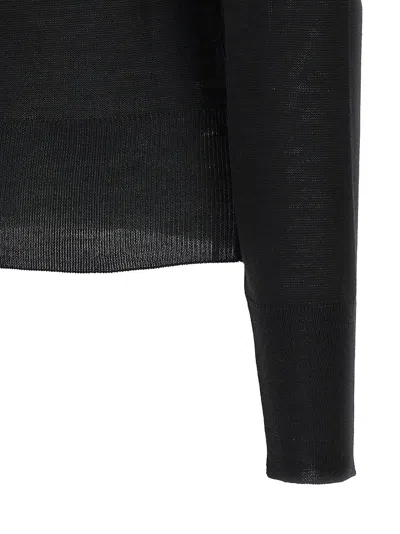 Ermanno Scervino Sheer Turtleneck Lace Sweater With Long Sleeves In Black