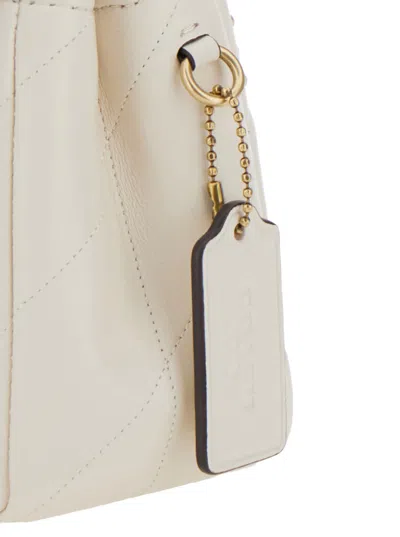 Coach Tabby 26 White Quilted Crossbody Bag With Chain-link Leather Shoulder Straps And Logo Plaque On The 