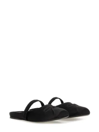 Marni Little Bow Nappa Leather Flat Mules In Black