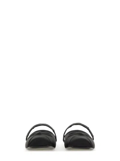 Marni Little Bow Nappa Leather Flat Mules In Black