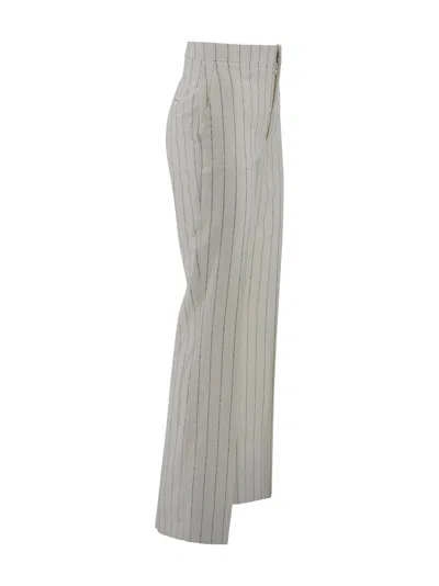 Tagliatore Striped Pattern Trousers With Back And Side Pockets In Gray