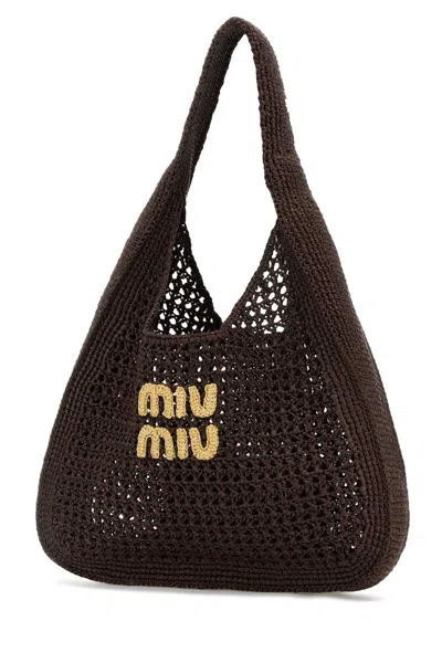 Miu Miu Brown Crochet Shopping Bag