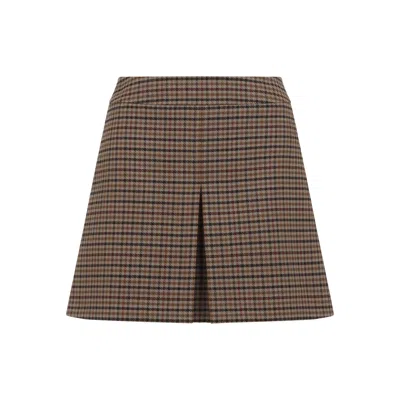 Celine Mini Wool Skirt A-line Silhouette In Multi