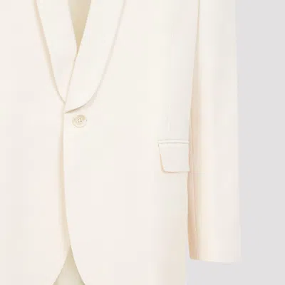 Celine Wool Suit With Belt Loops And Padded Shoulders In White