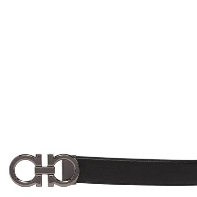 Ferragamo Reversible Gancini Belt In Black