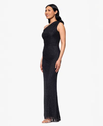 Betsy & Adam Women's Solid-color Studded Long Halter Dress In Black