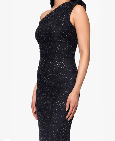 Betsy & Adam Women's Solid-color Studded Long Halter Dress In Black