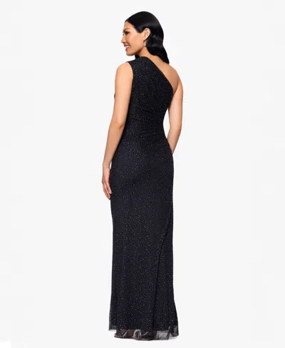 Betsy & Adam Women's Solid-color Studded Long Halter Dress In Black
