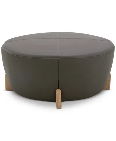 Macy's Nierling Leather Ottoman, Exclusively At  In Gray