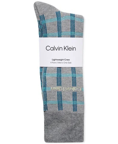 Calvin Klein Men's Flat Knit Dress Crew Socks, 4-pack In Blue
