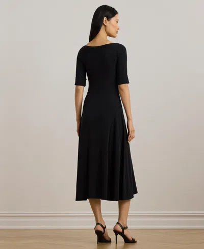 Ralph Lauren Women's Rib-knit Stretch Cotton Midi Dress In Black