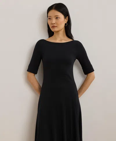 Ralph Lauren Women's Rib-knit Stretch Cotton Midi Dress In Black