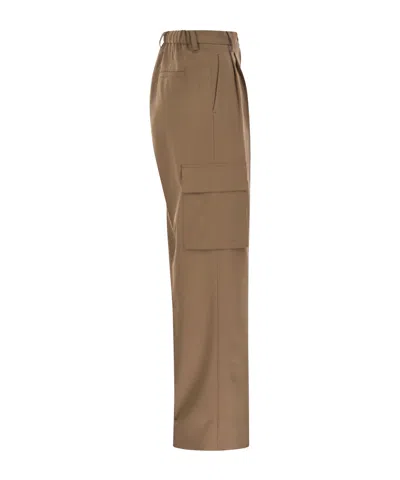 Herno Women Soft Wool Cargo Pants In Brown