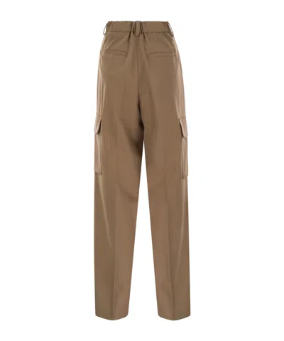 Herno Women Soft Wool Cargo Pants In Brown
