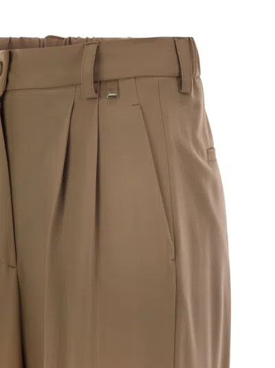 Herno Women Soft Wool Cargo Pants In Brown