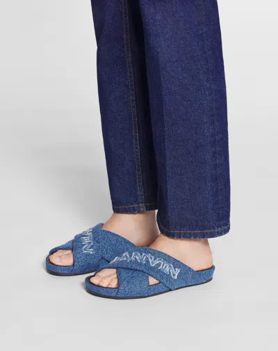 Lanvin Crossover Open Toe Denim Slides